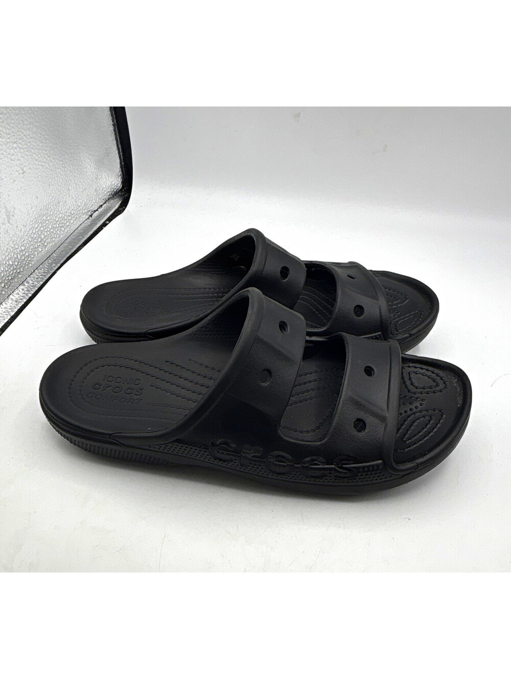 Crocs Iconic Comfort Slide Sandals Black Slip On Unisex Adults Mens 8 Womens 10